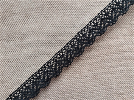 Dantela bumbac cod E, 25mm/10m, neagra