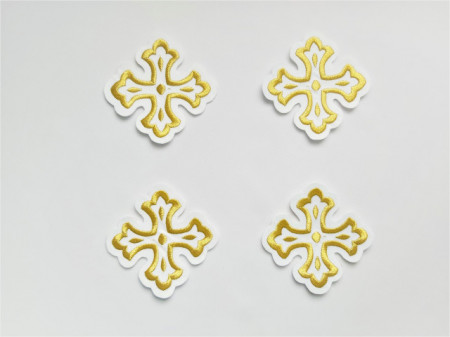 Ornament bisericesc cruce mica - alb cu auriu - model2 - 1buc.