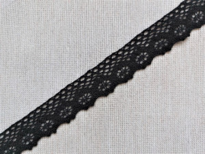 Dantela bumbac cod O, 25mm/10m, neagra