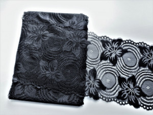 Dantela elastica neagra 18cm/10m, cod303 - Img 1