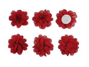Flori textile rosii , Ø50mm, 12buc.