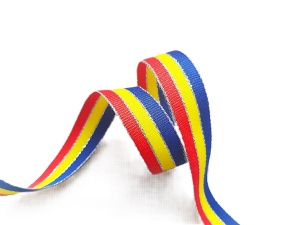 Tricolor Romania - Meda lurex 15 mm cu argintiu - 50m