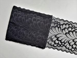 Dantela elastica neagra 18cm/10m, cod8020 - Img 1