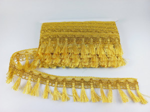 Franjuri poliester lurex 5cm/13m, auriu - cod A