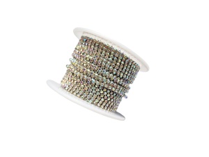 Lant alama argintiu cu strasuri AB, 2mm si 2.8mm