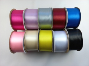 Set A - panglici satinate ambele fete 50 mm - 10buc (ciclam, roz deschis, ivoire, galben, lila, gri, visiniu, albastru, alb, negru)