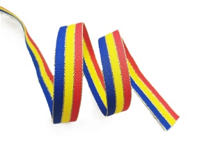 Tricolor Romania - Meda lurex 15 mm cu auriu - 50m