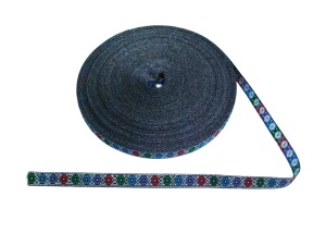 Banda tesuta ANCUTA 12mm, 16mm pe fond argintiu - 25m