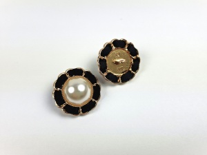 Nasturi metalici aurii cu impletitura de catifea, cod2501, negru - Img 2