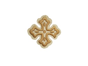 Cruce brodata mica - crem cu auriu - model2 - 1buc.