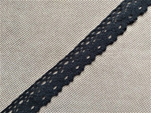 Dantela bumbac cod G, 28mm, neagra, diferite lungimi