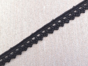 Dantela bumbac cod10574A, 13mm/15m, negru - Img 2