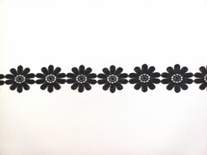 *Dantela poliester flori 5 cm, neagra, cod61119