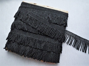 Franjuri poliester 6cm/11m negru