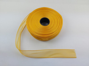 Panglica organza 25 mm galben aprins