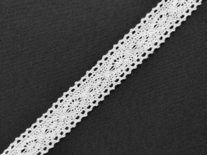 Dantela bumbac cod D, 25mm/10m, alba