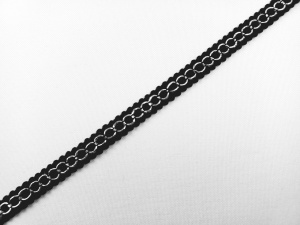 *Galon poliester 8mm/10m, cod4, negru cu argintiu - Img 1
