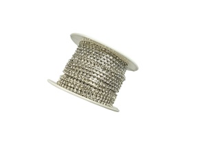 Lant alama argintiu cu strasuri Cristal, 2mm si 2.8mm
