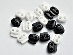 Opritori plastic snur dublu - 20buc, albi si negri
