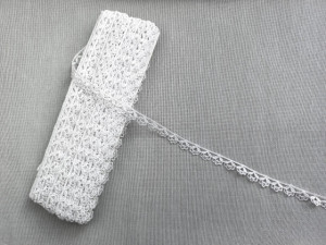 *Dantela poliester 1.3cm/20m alba, cod60014