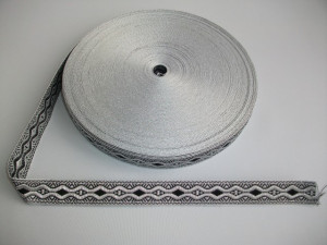 Galon bisericesc Nicodim 25 mm argintiu cu negru -50m