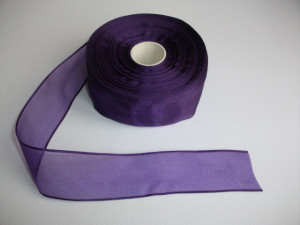 Panglica organza 75 mm mov inchis