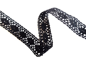 Dantela bumbac codC, 20mm, neagra - diferite lungimi
