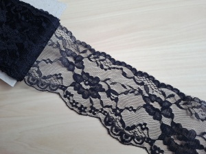 Dantela neelastica neagra 9cm - 10m, cod2 - Img 2
