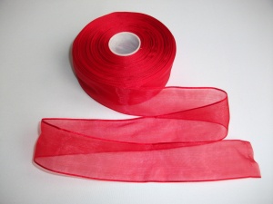 Panglica organza 25 mm - rosie