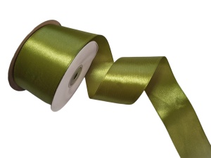 Panglica satinata ambele fete 38 mm verde olive