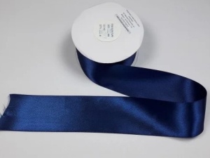 Panglica satinata ambele fete 50 mm bleumarin