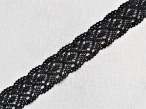 Dantela bumbac cod S, 35mm/10m, neagra