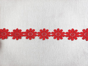 *Dantela poliester flori 5 cm, rosie, cod61119 - Img 2