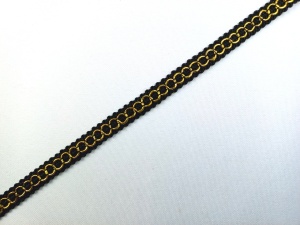*Galon poliester 8mm/10m, cod4, negru cu auriu - Img 1