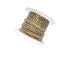 Lant alama auriu cu strasuri AB, 2mm si 2.8mm