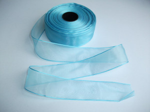 Panglica organza 25 mm bleu
