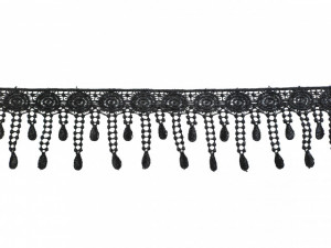 *Dantela poliester 7.5cm/20m neagra, cod61112