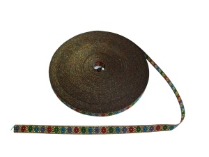 Banda tesuta ANCUTA 12 mm, 16 mm pe fond auriu - 25m