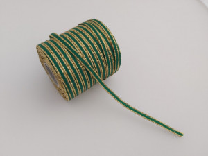 Banda tesuta Toscaneli 5mm, verde cu auriu - 100m