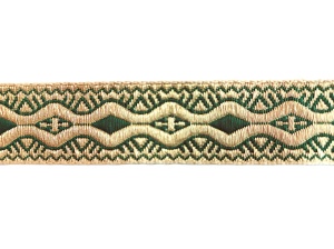 Galon bisericesc Nicodim 25 mm auriu cu verde - 2m - Img 2