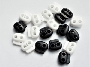 Opritori plastic snur dublu - 200buc, albi si negri