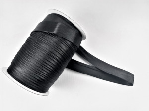 Satin bias - negru, 15mm/50m