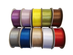 * Set A panglici satinate ambele fete 38 mm - 10buc (mov, lila, galben, verde olive, maro, gri, albastru, bej, alb, rosu)
