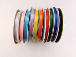 Set A - panglici satinate ambele fete 6 mm - 10buc (alb, roz, bleu, lila, galben, portocaliu, rosu, verde, albastru, negru)