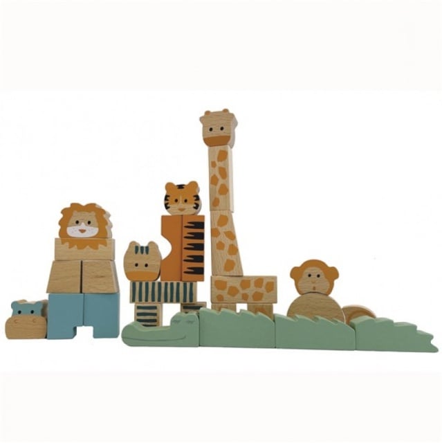 Animalele junglei din cuburi de lemn natur, Egmont Toys - 1 | YEO