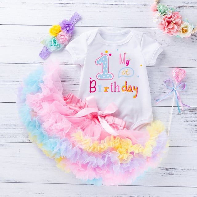 Body cu fustita multicolora - My first birthday