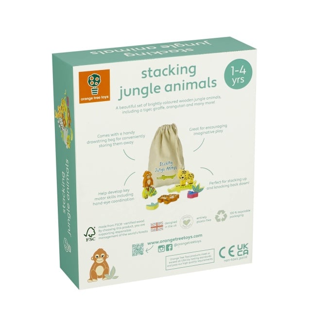 Joc Animale din jungla de stivuit, Orange Tree Toys - 1 | YEO