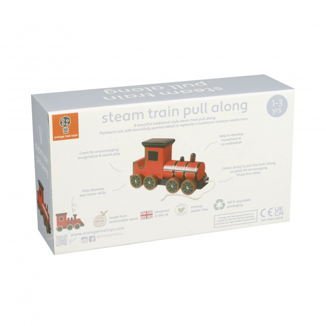 Jucarie de tras Locomotiva cu aburi, Orange Tree Toys - 2 | YEO