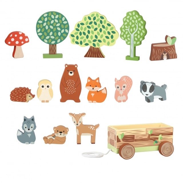 Jucarie Montessori Set cu piese din lemn animale de padure, Orange Tree Toys - 1 | YEO