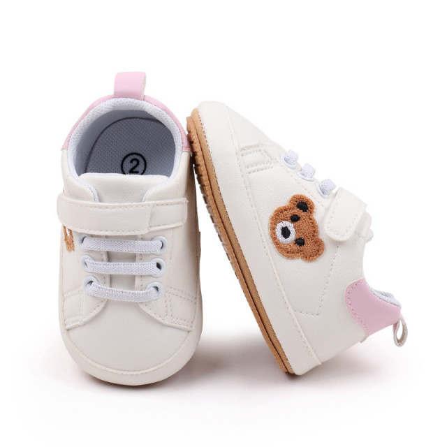 Pantofiori albi cu insertie roz - Teddy - 2 | YEO